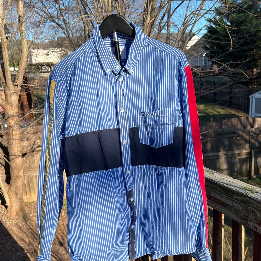 Wesc Blue and Red Striped unisex Button down Shirt